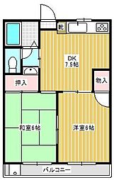 ジュエリーコートA 2DKの間取図画像