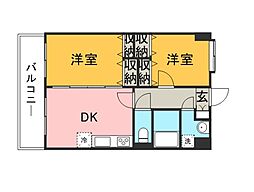 ラ,フェリーチェ和白 2DKの間取図画像