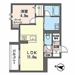 クレスティーク 1LDKの間取図画像