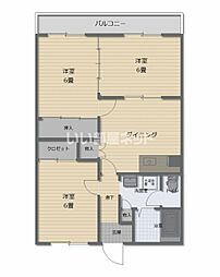 アリュール緑ヶ丘 3DKの間取図画像