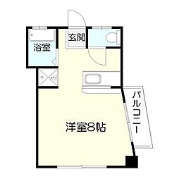 プティシャレー ワンルームの間取図画像