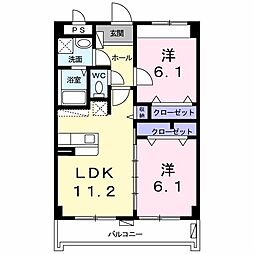 メゾンメルヴェーユ 2LDKの間取図画像