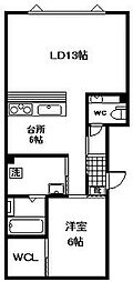 WestCourt 1LDKの間取図画像