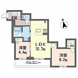 アンティーム(Intime) 2LDKの間取図画像