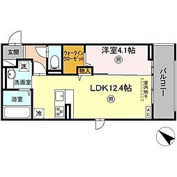 Colline bleue 1LDKの間取図画像