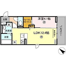 Colline bleue 1LDKの間取図画像