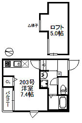 Nexus賀茂 ワンルームの間取図画像