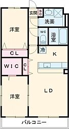 徳島市八万町下福万マンション 2LDKの間取図画像