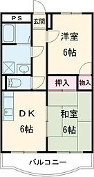 レジデンス菰野 2DKの間取図画像