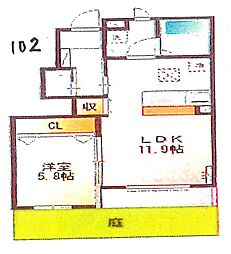 グランルーチェ 1LDKの間取図画像