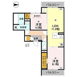 RETOLIA大和小泉 2LDKの間取図画像