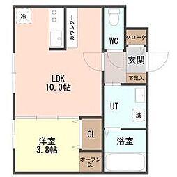 ChouChou (シュシュ)島松 1LDKの間取図画像