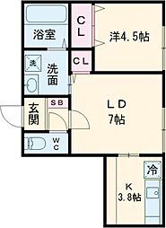 ChouChou (シュシュ)島松 1LDKの間取図画像