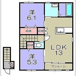 守山市伊勢町アパート 2LDKの間取図画像