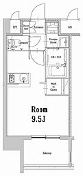 エンクレストベイ天神EAST ワンルームの間取図画像