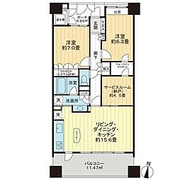 ライオンズタワー仙台青葉 2SLDKの間取図画像