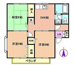 リバーサイドハイツ 3DKの間取図画像
