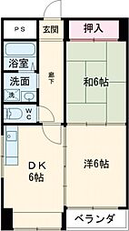 エバーグリーン2番館 2DKの間取図画像
