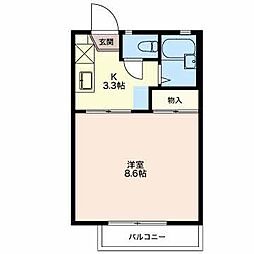 ベルメゾン南俣 1Kの間取図画像