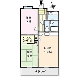 グランドゥールパティオ 2LDKの間取図画像