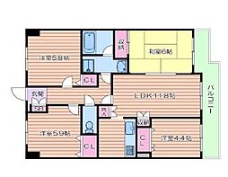 ライオンズマンション熊取第二 4LDKの間取図画像