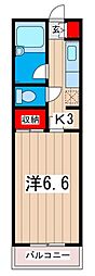 みかの原コーポラス2 1Kの間取図画像