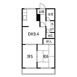 アーバンハイムサカイA 2DKの間取図画像