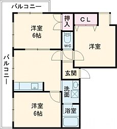 リバーサイド西舞子 3DKの間取図画像