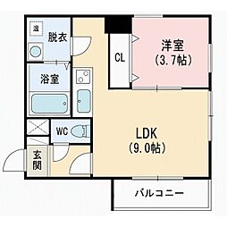 ブレイカーズ萬代 1LDKの間取図画像