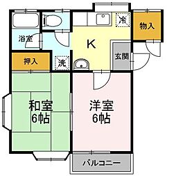 ファウンテンB 2Kの間取図画像