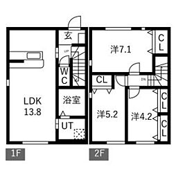 B棟(ミセラ・ソル) 3LDKの間取図画像