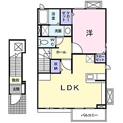 マリアローザ 2階1LDKの間取り