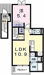 メゾン　ド　ペルレ　住村　II 2階1LDKの間取り