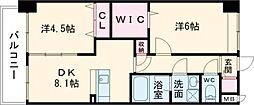 ニューリバーハギワラ 2DKの間取図画像