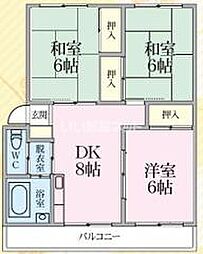 日豊スカイハイツ 3DKの間取図画像