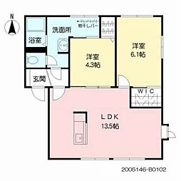 パークハイツ野上B 2LDKの間取図画像