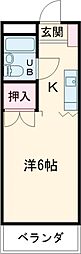 ラフィーネ河辺 1Kの間取図画像