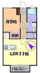 藤和ハイツ 1LDKの間取図画像