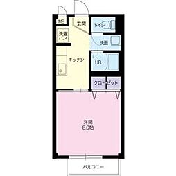 サープラスワン桃塚A 1Kの間取図画像