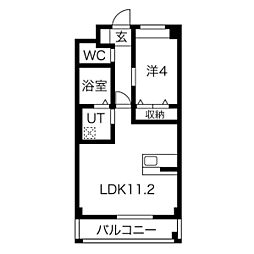 グランツ横須賀 1LDKの間取図画像