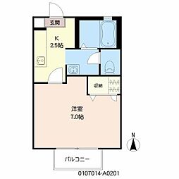ヴェールパレ神野 1Kの間取図画像