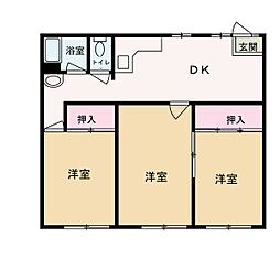 カサイアパート 3DKの間取図画像
