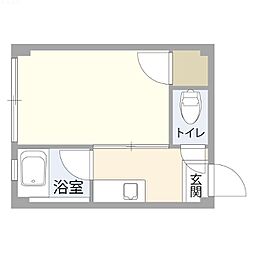 オーシャンビル 1Kの間取図画像
