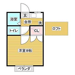 バルビゾン弐番館 1Kの間取図画像