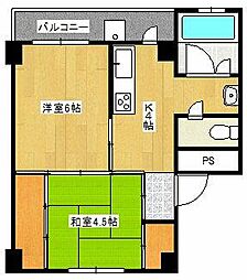 ユートピア原口2号棟 2Kの間取図画像