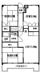 平和マンション 3LDKの間取図画像