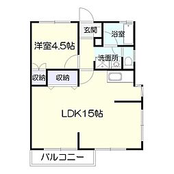 コーポつた 1LDKの間取図画像
