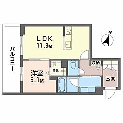 南浜田レジデンス 1LDKの間取図画像
