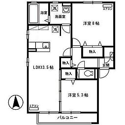 グレースフィールドC 2LDKの間取図画像