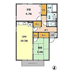 ロイヤルガーデン白岩C棟 2LDKの間取図画像
